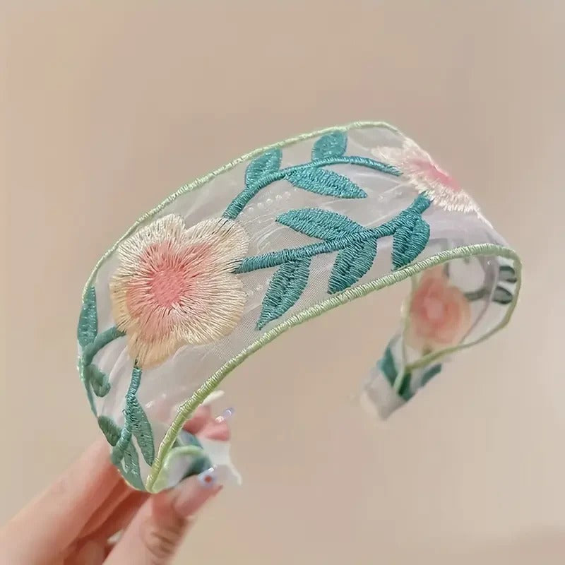 SET X3 DIADEMAS BORDADAS AGUAMARINA + Regalo diadema adicional