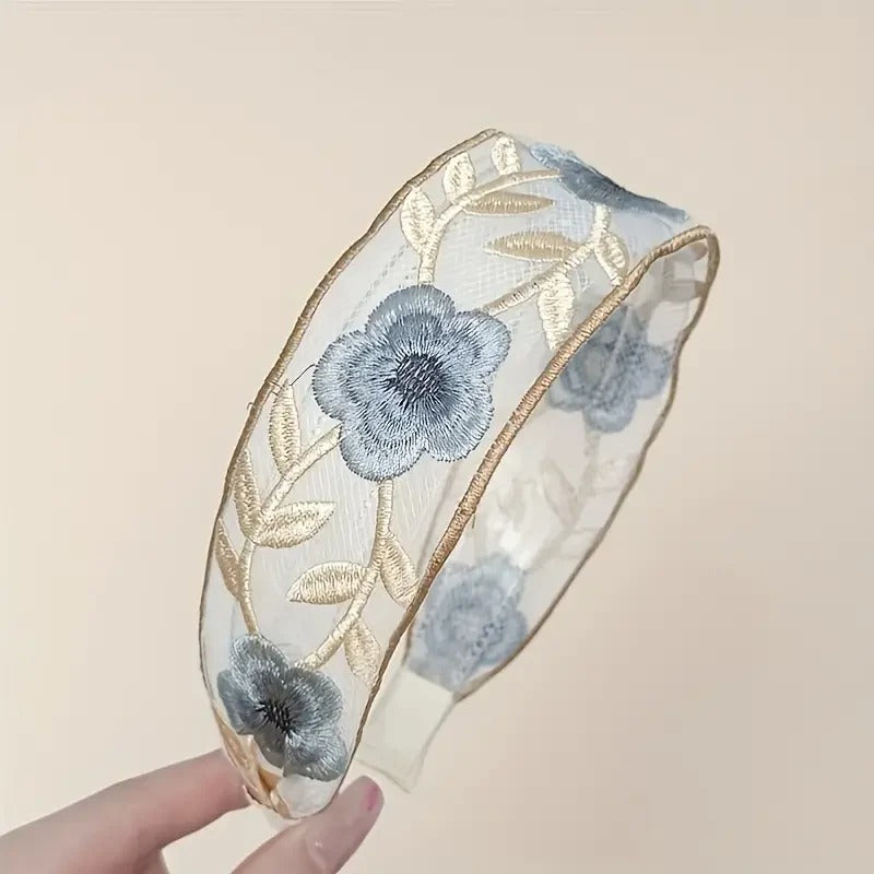 SET X3 DIADEMAS BORDADAS AGUAMARINA + Regalo diadema adicional