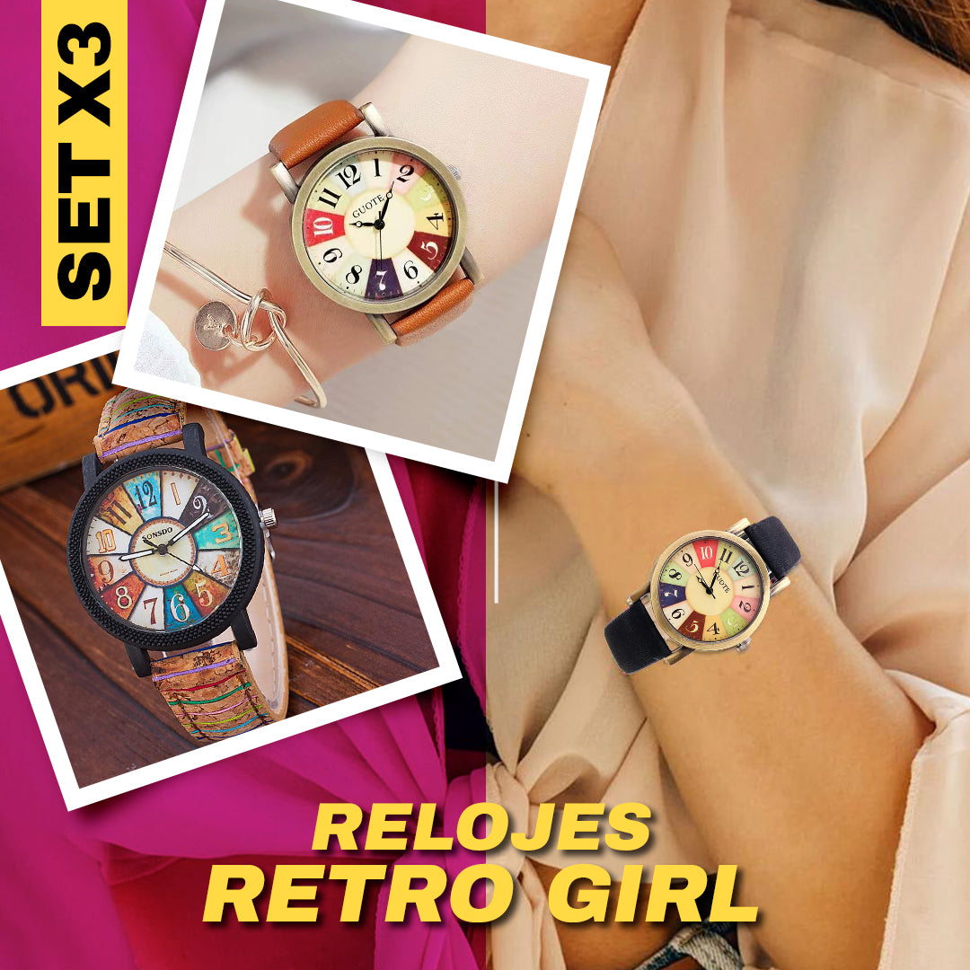 😍PROMO DEL DÍA😍 SET X3 RELOJES RETRO GIRL