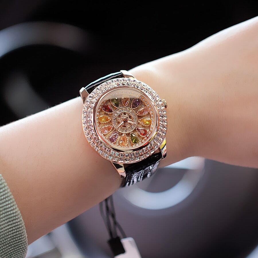 JOYERÍA EXCLUSIVA! RELOJ DE CRISTAL GIRATORIO ITALIANO