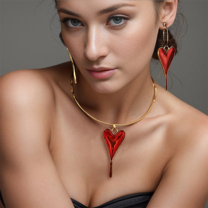 JOYERIA EXCLUSIVA! SET DE COLLAR Y ARETES LOVE RED