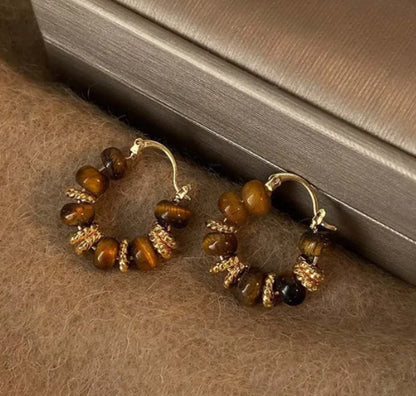 ¡JOYERIA EUROPEA! ARETES DE PIEDRA OJO DE TIGRE