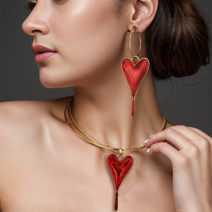 JOYERIA EXCLUSIVA! SET DE COLLAR Y ARETES LOVE RED