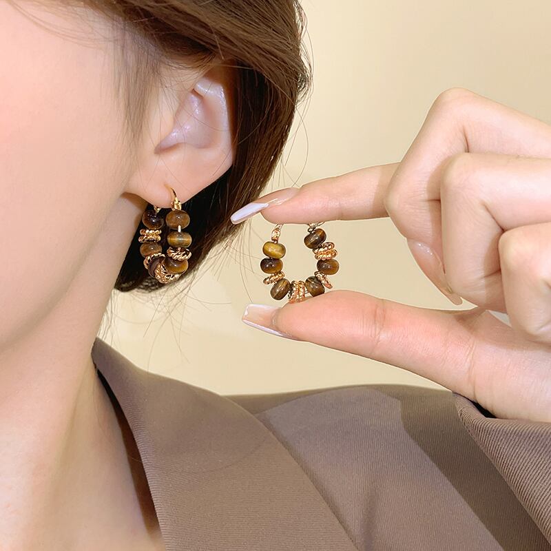 ¡JOYERIA EUROPEA! ARETES DE PIEDRA OJO DE TIGRE