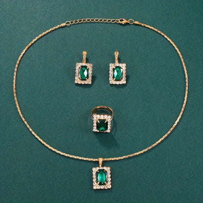 JOYERIA DE LUJO! SET ESMERALDA REAL (RELOJ, COLLAR, ANILLO Y ARETES)