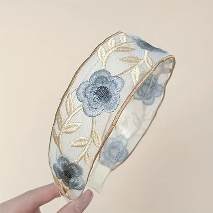 SET X3 DIADEMAS BORDADAS AGUAMARINA + Regalo diadema adicional