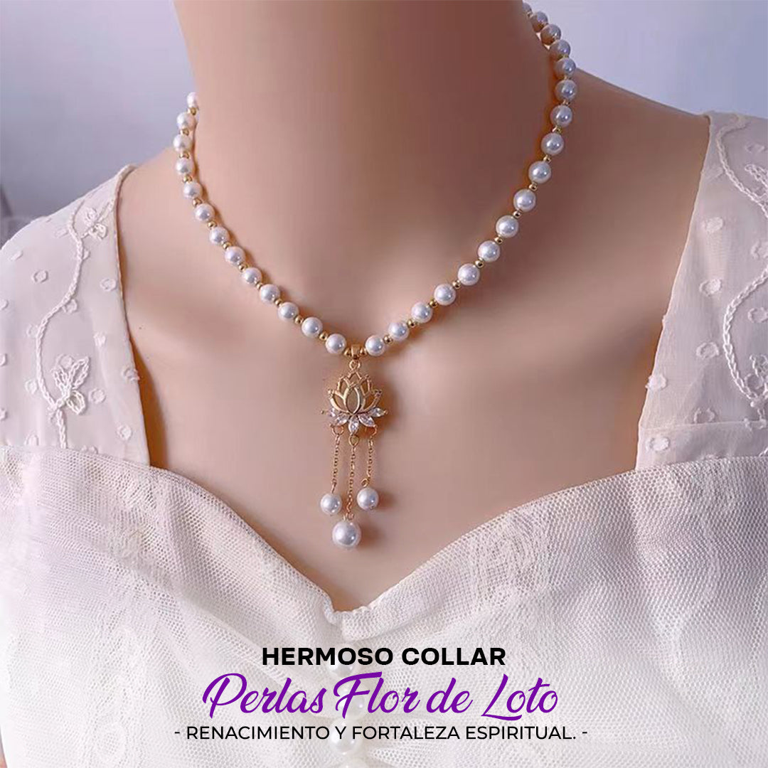 ¡JOYERIA EXCLUSIVA! COLLAR DE PERLAS FLOR DE LOTO🪷