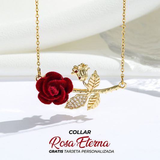 REGALO PERFECTO! COLLAR ROSA ETERNA + GRATIS TARJETA PERSONALIZADA)