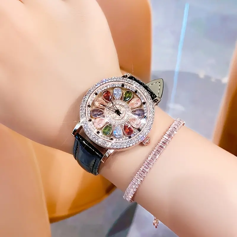 JOYERÍA EXCLUSIVA! RELOJ DE CRISTAL GIRATORIO ITALIANO