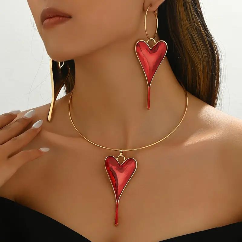 JOYERIA EXCLUSIVA! SET DE COLLAR Y ARETES LOVE RED