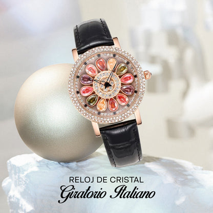 JOYERÍA EXCLUSIVA! RELOJ DE CRISTAL GIRATORIO ITALIANO