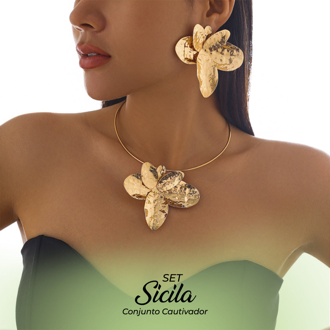 JOYERIA EXCLUSIVA! SET DE COLLAR Y ARETES SICILIA