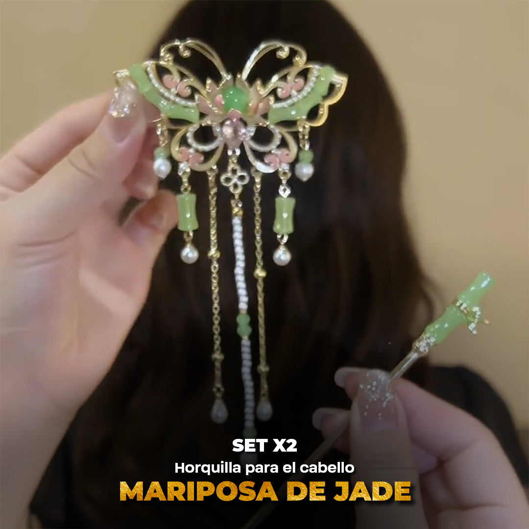 SET X2 HORQUILLAS DE MARIPOSA DE JADE + PRODUCTO SORPRESA