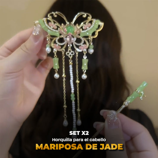 SET X2 HORQUILLAS DE MARIPOSA DE JADE + PRODUCTO SORPRESA