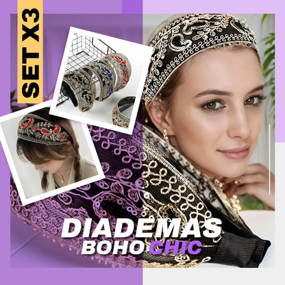 PRODUCTO EXCLUSIVO!  SET X3 DIADEMAS PARA EL CABELLO BOHO CHIC