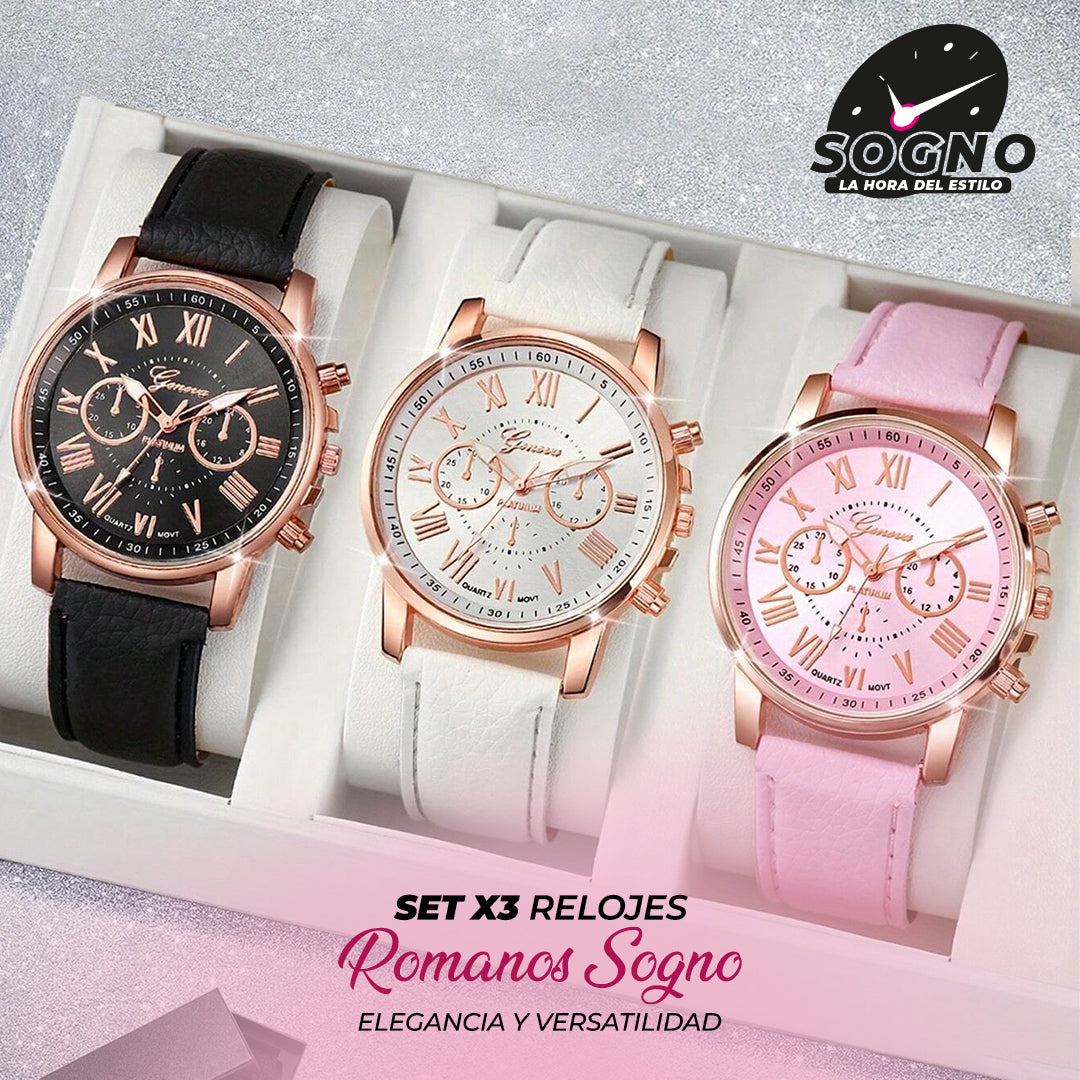 OFERTA EXCLUSIVA! SET X3 RELOJES ROMANOS SOGNO©️